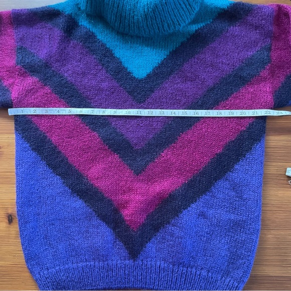 Vintage Le Moda Purple & Teal Chevron Striped Sweater - XL - Picture 7 of 9